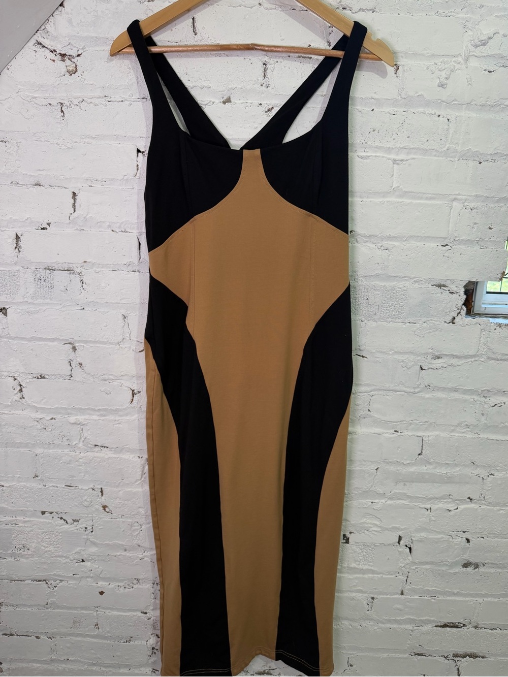 By Anthropologie Sleeveless Square-Neck Colorblock Slim Midi Dress Size Medium - Picture 5 of 10